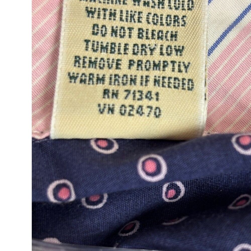 L.L. Bean Navy Blue Pink Polka Dot Button Down Shirt Women's XL Cotton Stretch - Picture 7 of 11